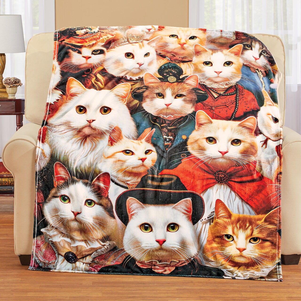 Collections Etc Unique Cats in Costumes Soft Fleece Throw Blanket